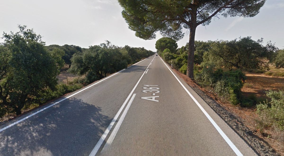 Accidente mortal en la carretera A-361 en la provincia de Sevilla.  GOOGLEMAPS.