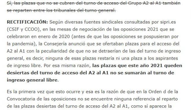 El portal Sipri recoge la siguiente información sobre las oposiciones en Andalucía