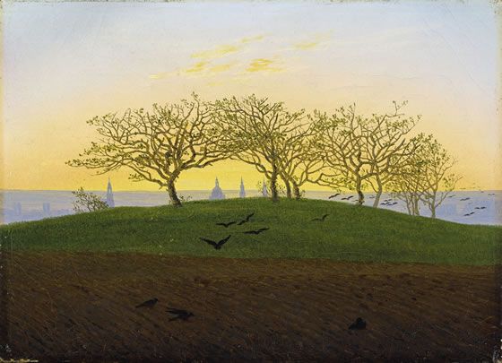 Colina y campo arado cerca de Dresde Caspar David Friedrich (1824).