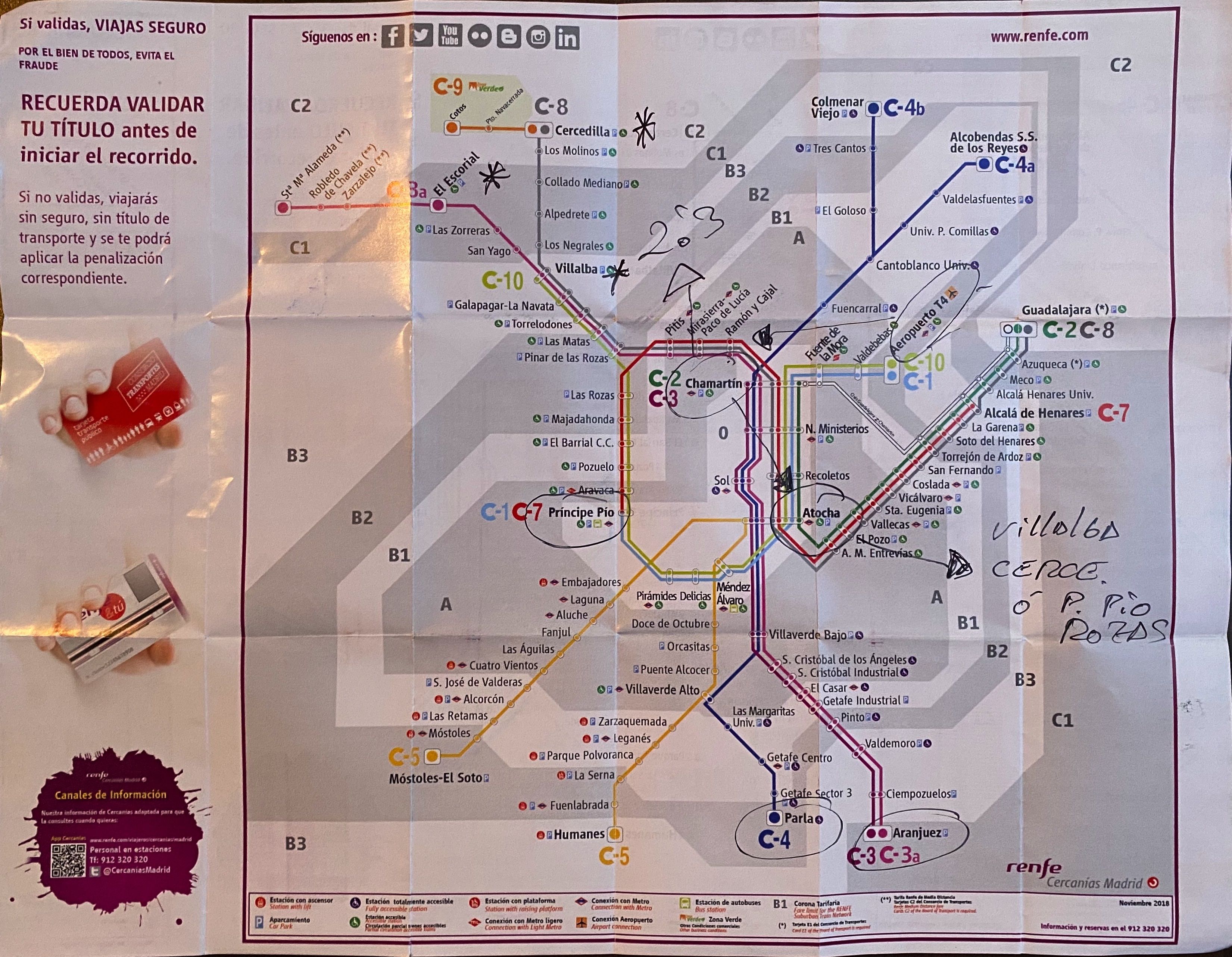Un mapa de transporte público.