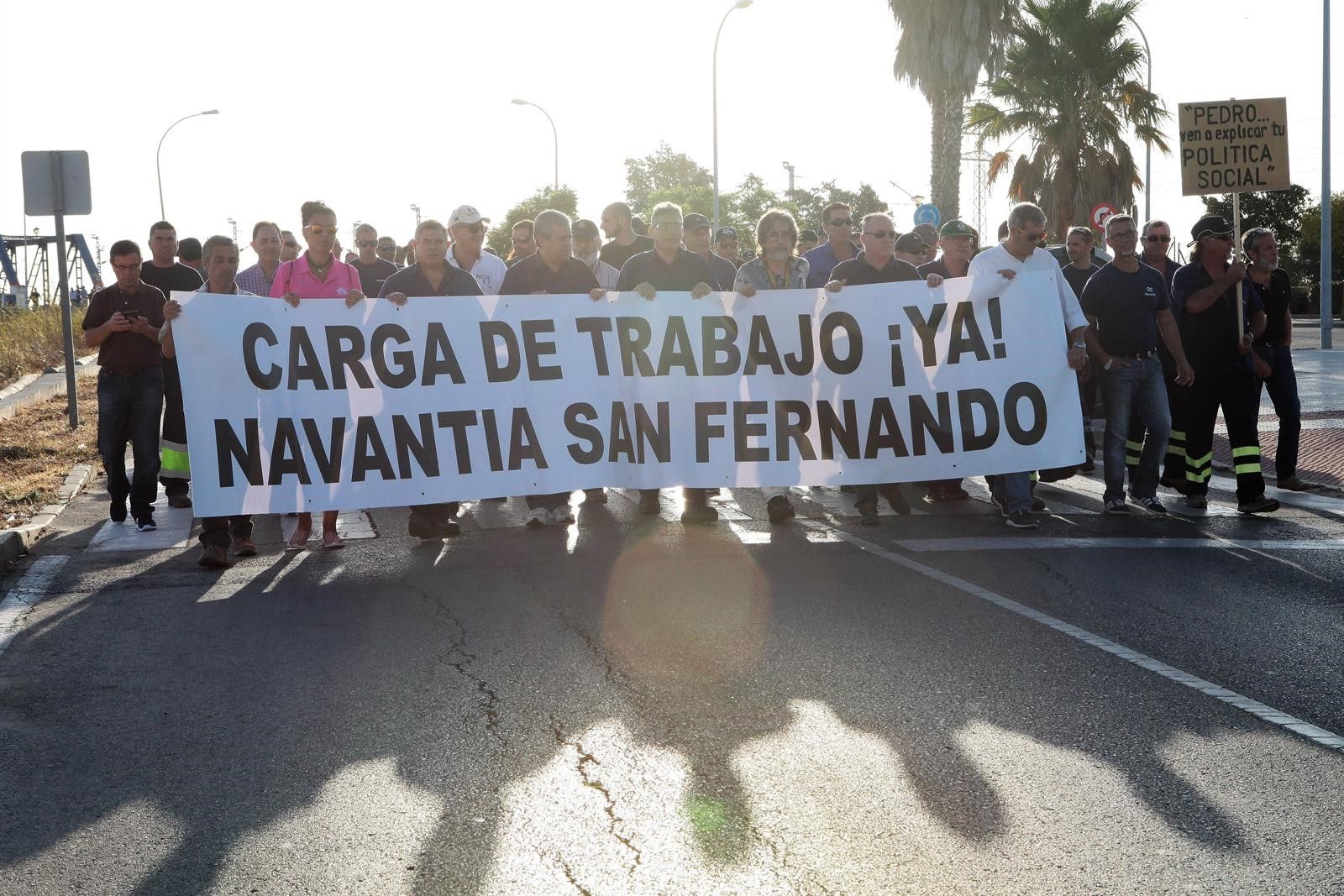 Trabajadores de Navantia protestan en San Fernando. FOTO: EUROPA PRESS.