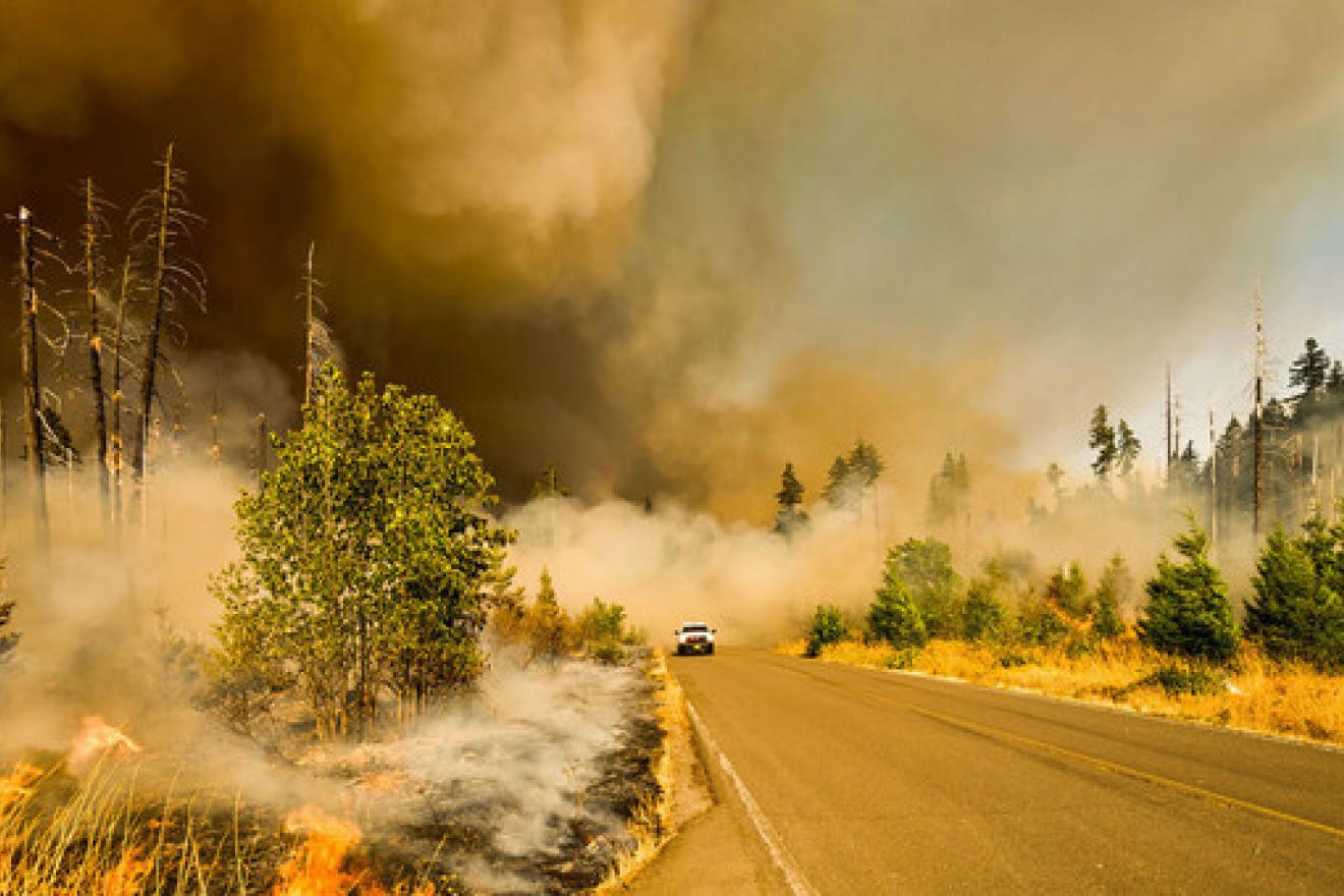 Incendio en un parque nacional den Oregon, Estados Unidos. MARCUS KAUFFMAN / UNSPLASH / ONU