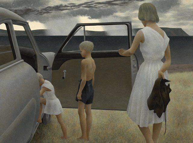 Familia y tormenta de Alex Colville (1955).