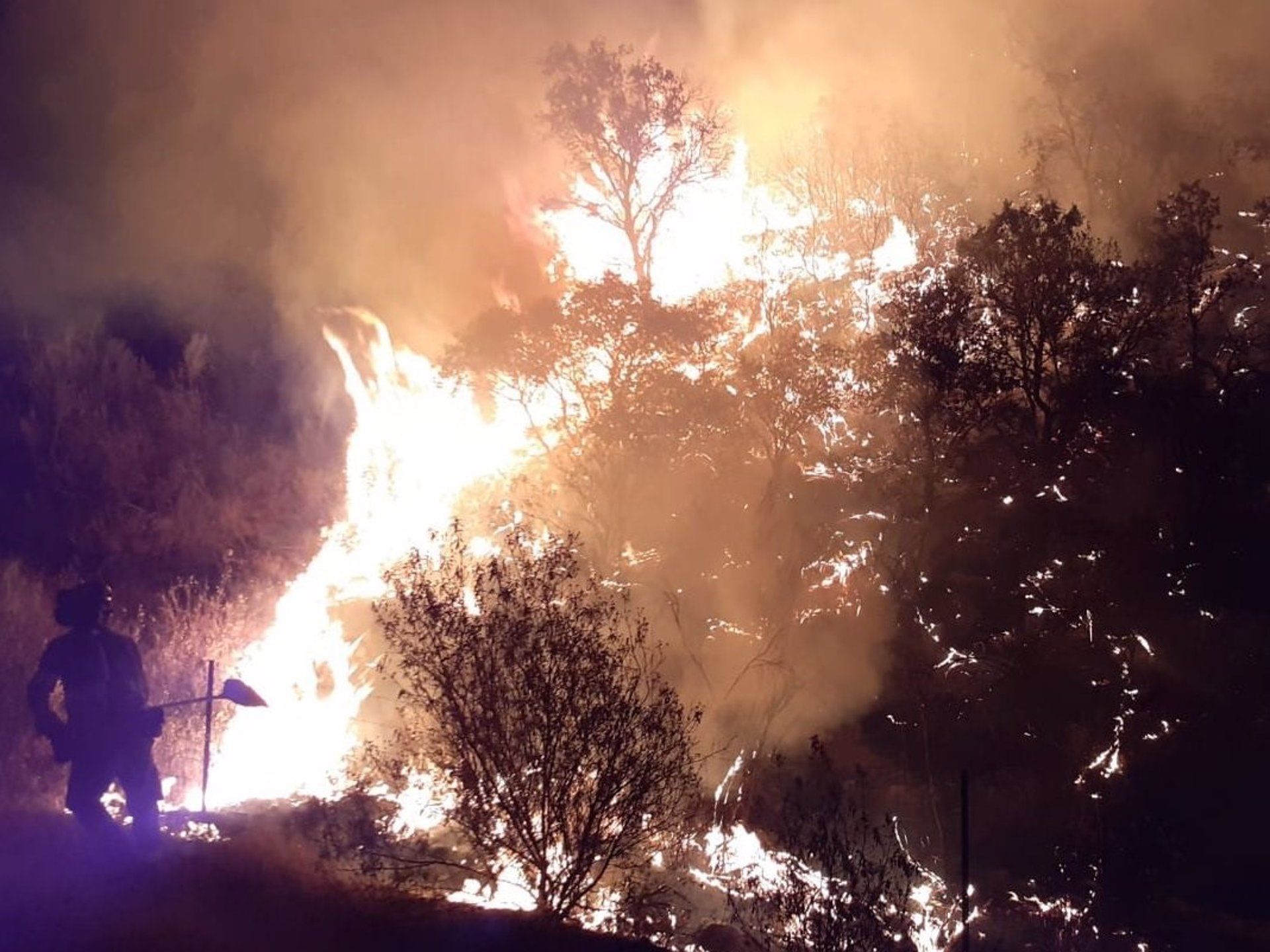 El incendio declarado de Villaharta (Córdoba), en una imagen del Infoca