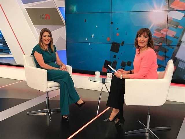 Susana Díaz en una entrevista en Canal Sur TV. 