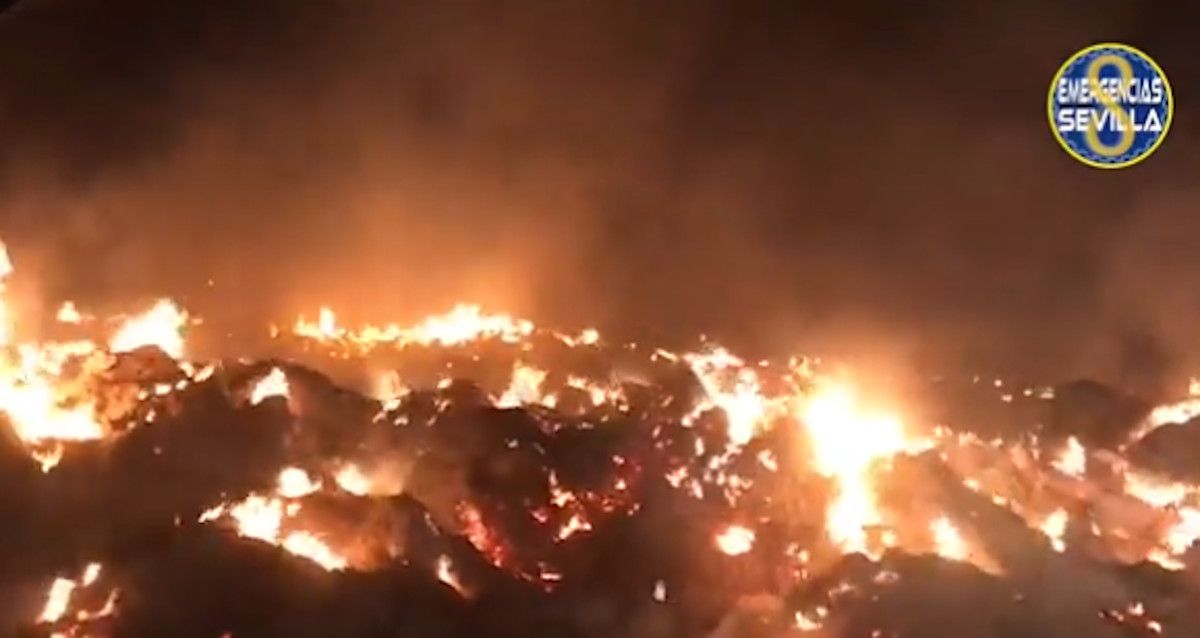 Incendio en una planta de gestión de residuos en Sevilla.