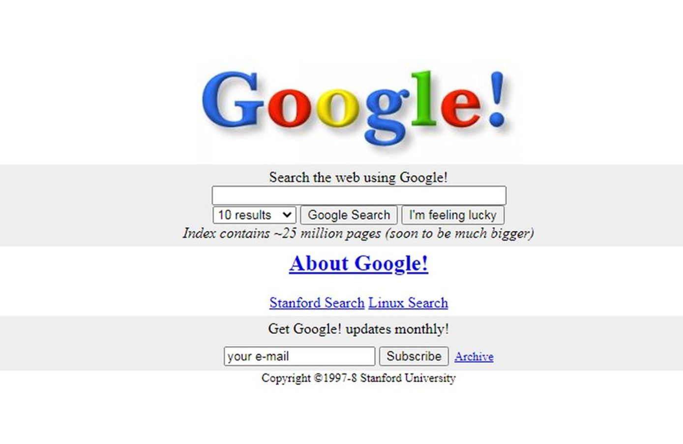 google.com el día 11 de noviembre de 1998. Internet Archive