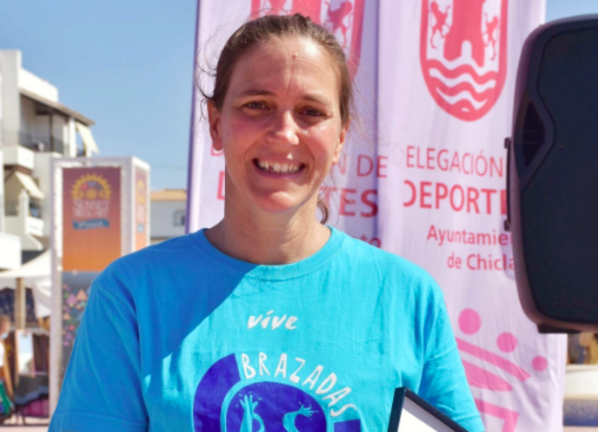 María Peláez, tras su participación en las Brazadas Solidarias.