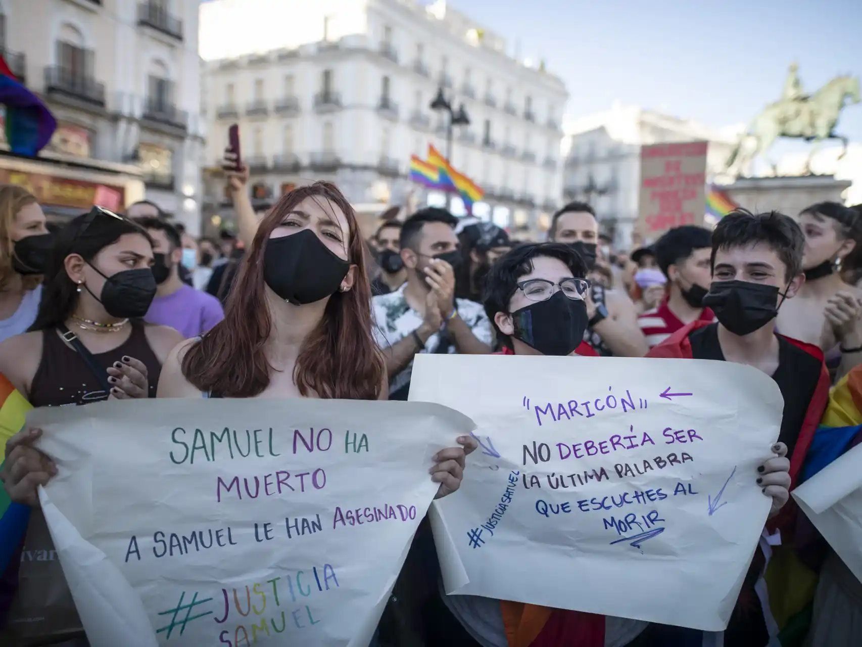 La protesta contra el asesinato de Samuel en Madrid.