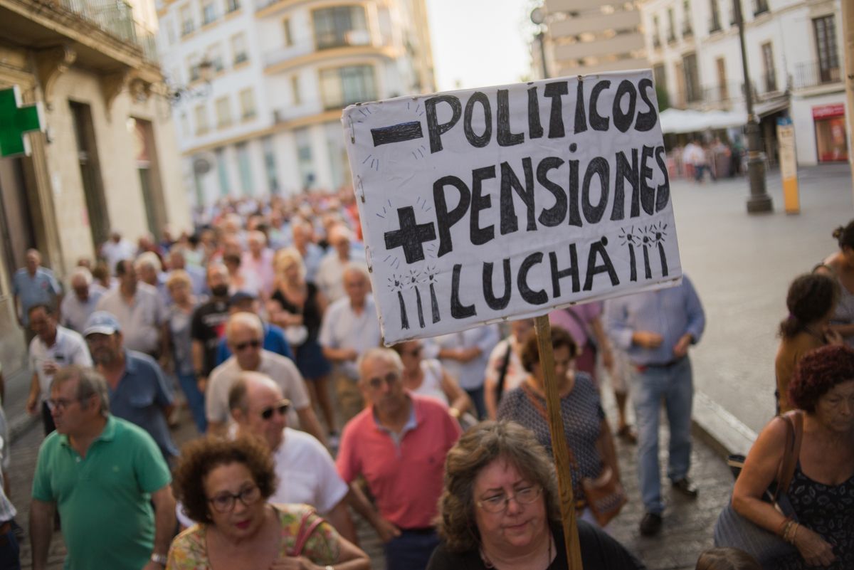 Una pasada manifestación de pensionistas en Jerez.