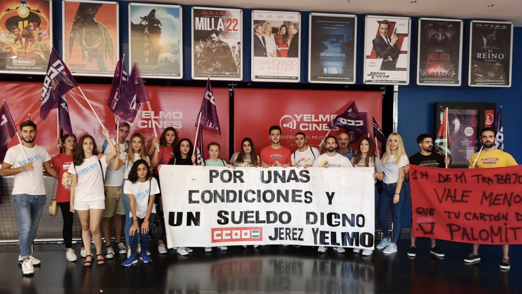 Huelga de la plantilla de Yelmo Cines en Jerez.