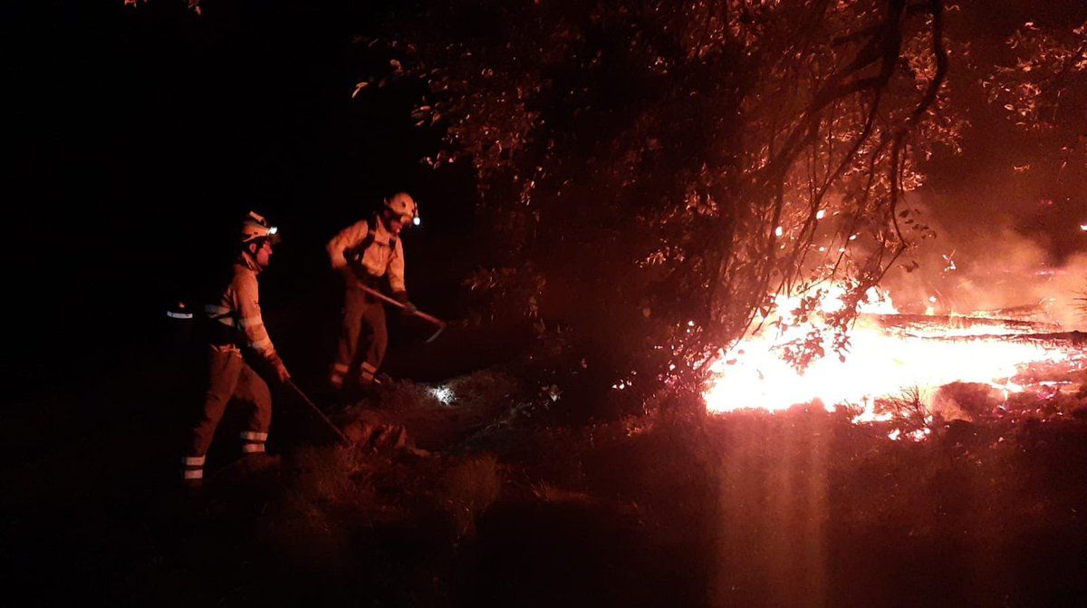 La lluvia se alía con los bomberos y logran controlar el incendio de Sierra Bermeja.