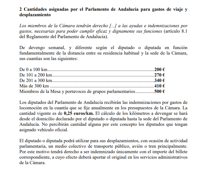 dietas desplazamientos parlamento