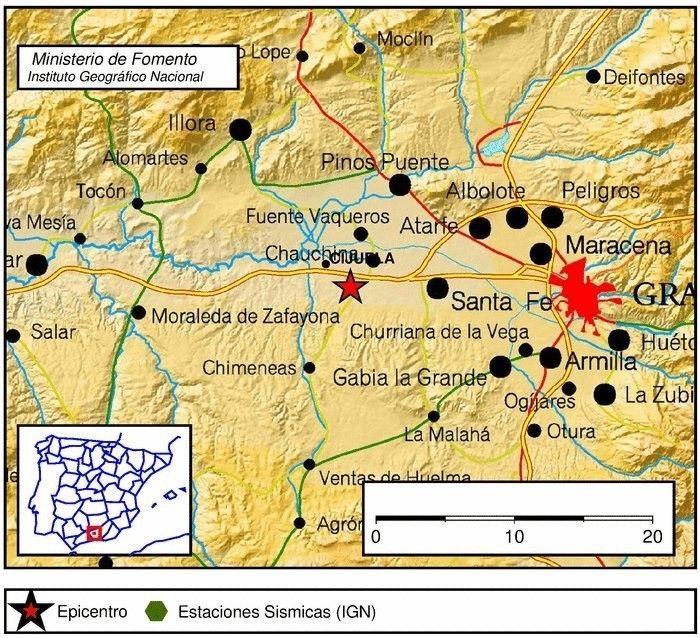 Gráfico del terremoto de magnitud 4 en Granada. 