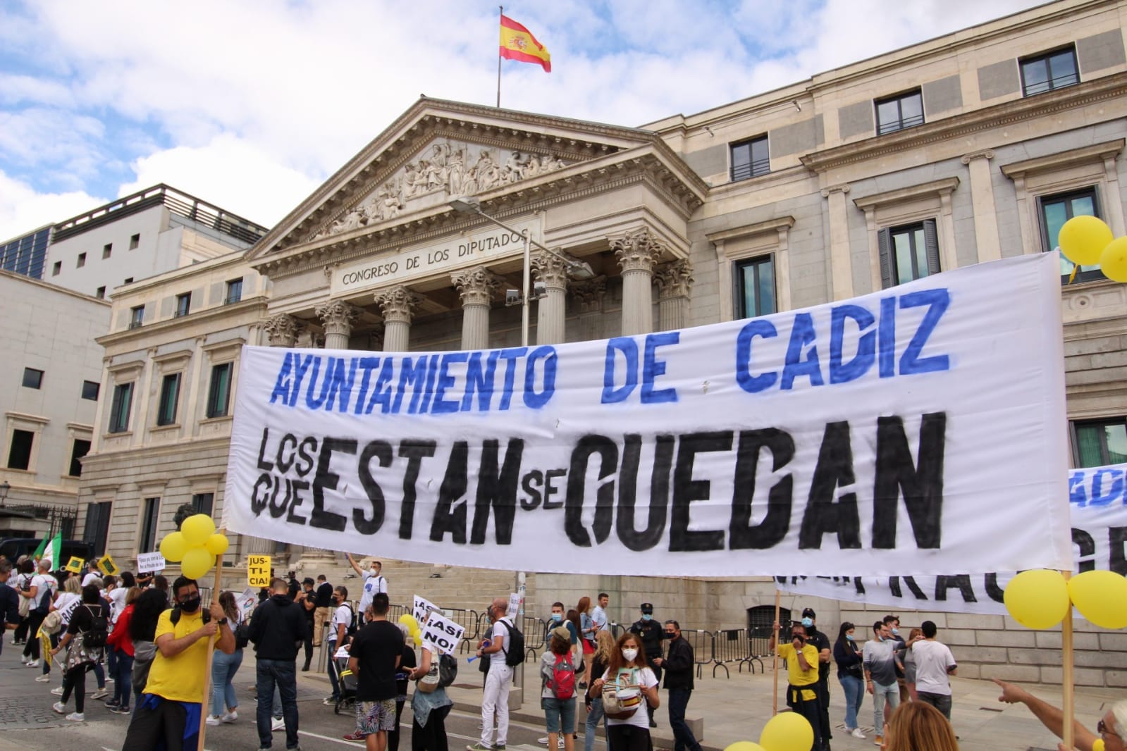 Pancartas de la protesta en Madrid.