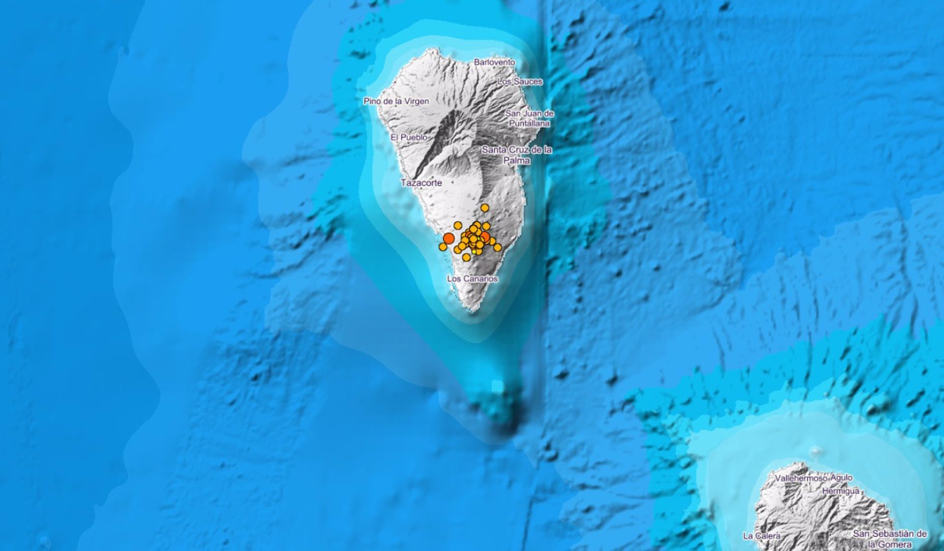 La actividad sísmica no cesa en el sur de La Palma.   