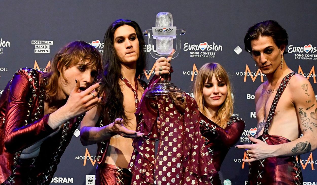 La banda italiana Maneskin, tras ganar la edición de Eurovisión de este año.