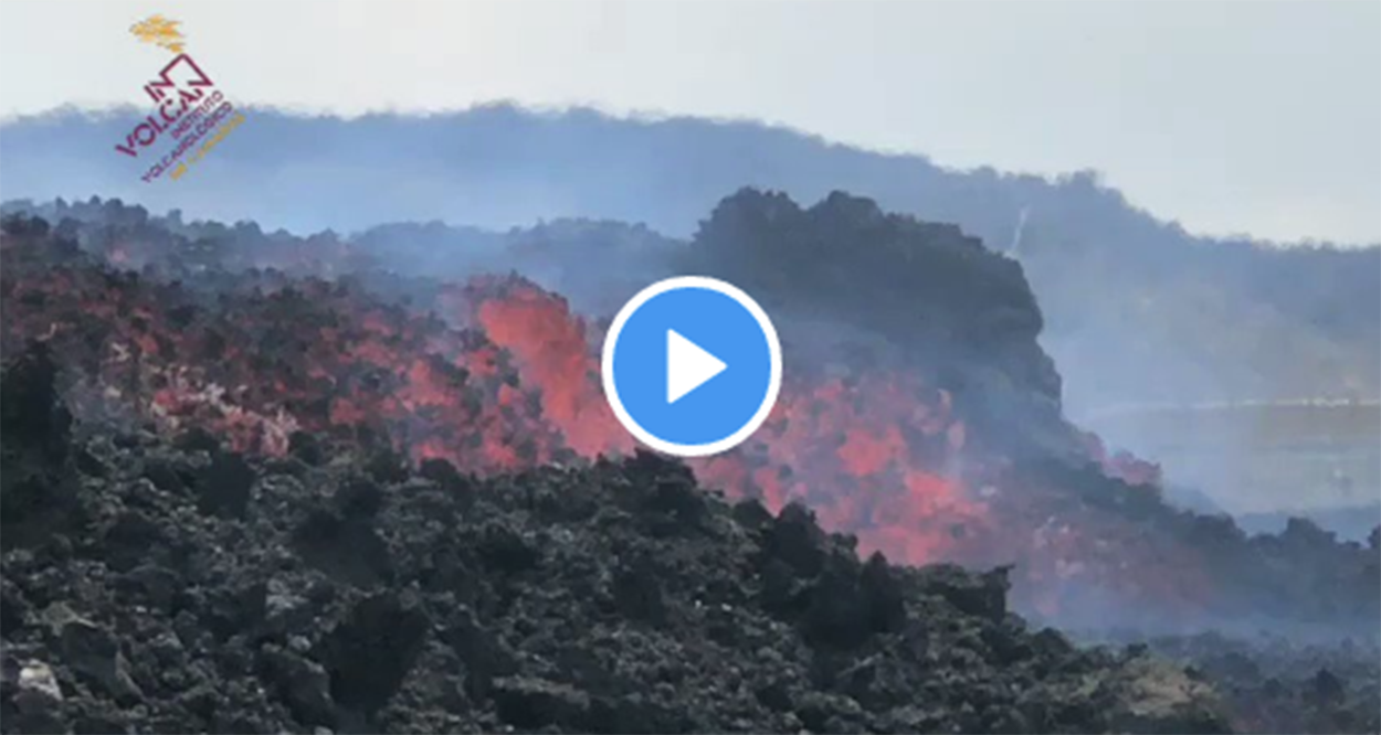 Imagen de cómo está avanzando la nueva colada de lava en las últimas horas.