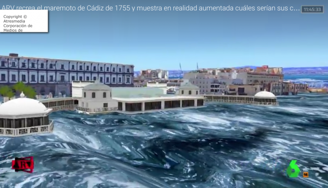 Recreación de un posible maremoto en Cádiz por el equipo de Al Rojo Vivo de la Sexta.