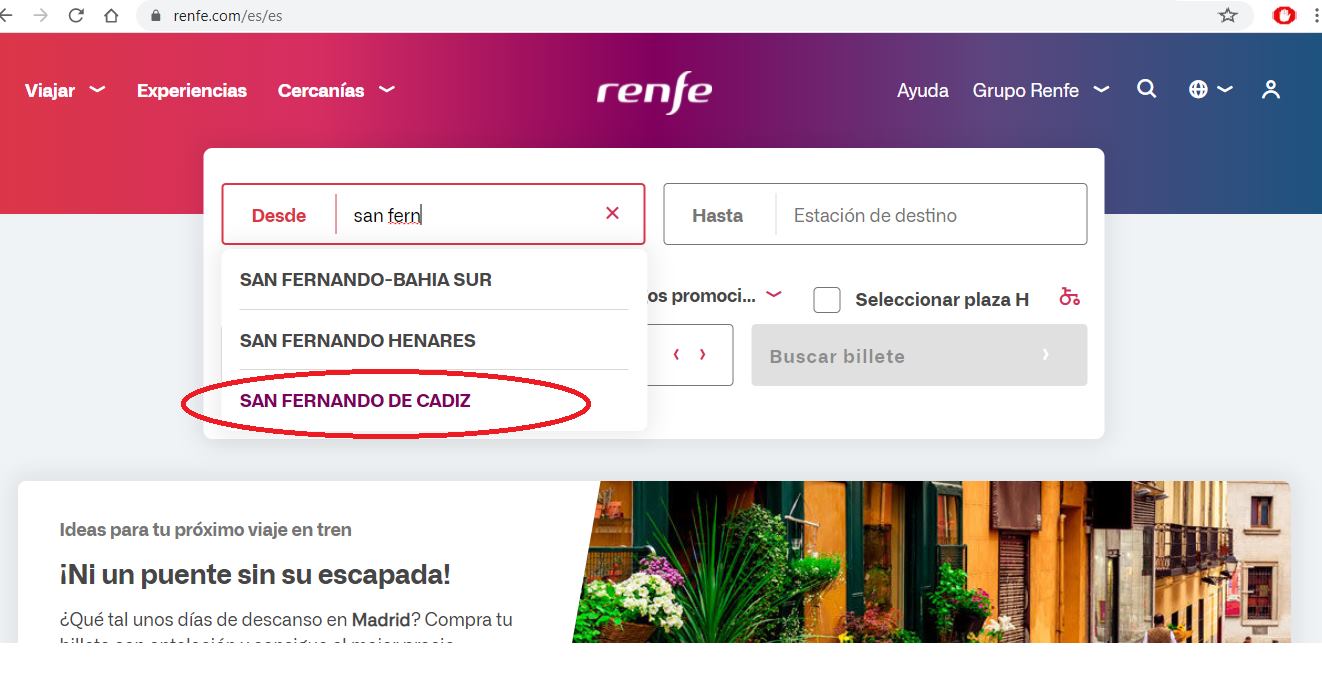 Pantallazo de la web de Renfe compartido en redes sociales.