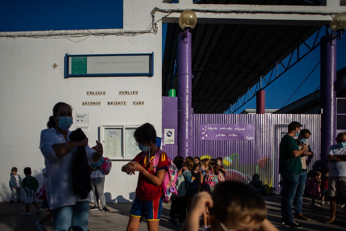 Escolares en una concentración en Trebujena, este pasado jueves.