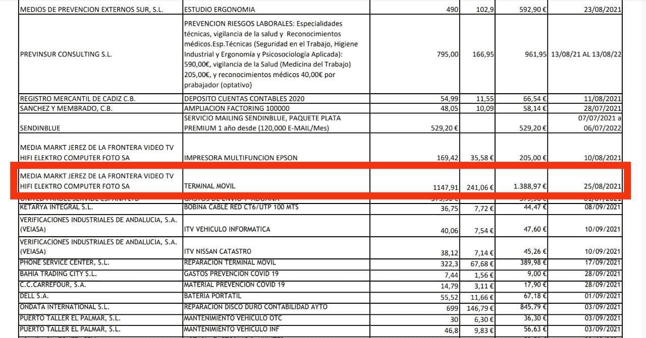 Detalle de la factura publicada en el Portal de Transparencia de El Puerto Global.