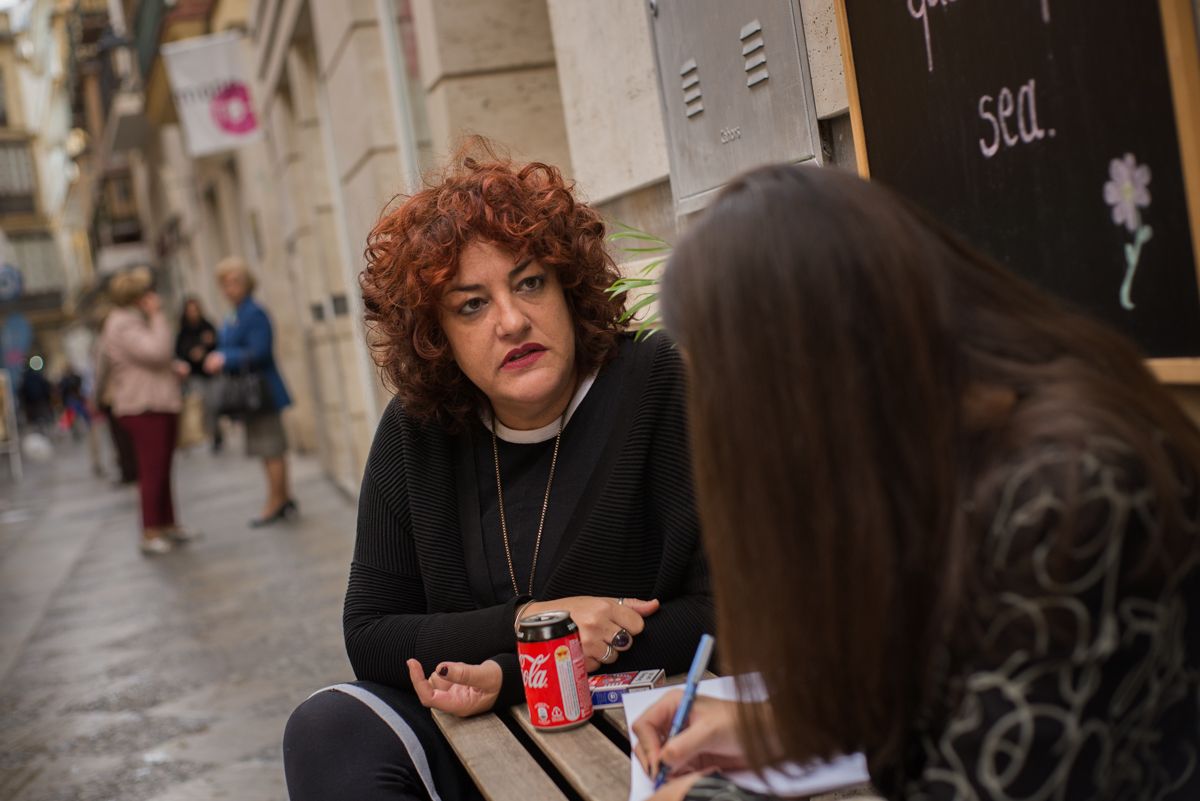 Cristina Gimeno durante la entrevista con lavozdelsur.es. FOTO: MANU GARCÍA.