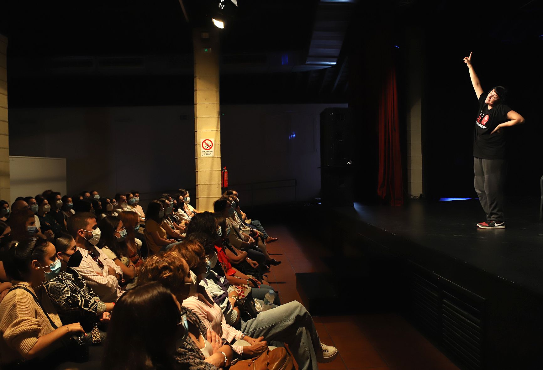 Un momento del monólogo 'No solo duelen los golpes', de Pamela Palenciano en Jerez, otra de las actividades que se suman al taller de capacitación como agente antirrumor. Un momento del monólogo 'No solo duelen los golpes', de Pamela Palenciano en Jerez, otra de las actividades que se suman al taller de capacitación como agente antirrumor.