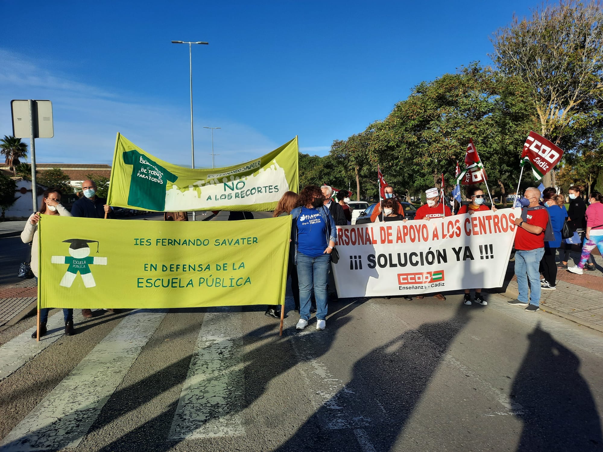 Manifestación en la avenida Juan Carlos I de Jerez.