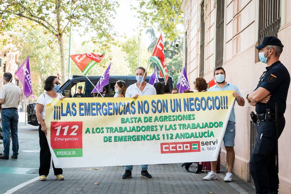 Una protesta reciente de la plantilla de Emergencias 112 Andalucía.