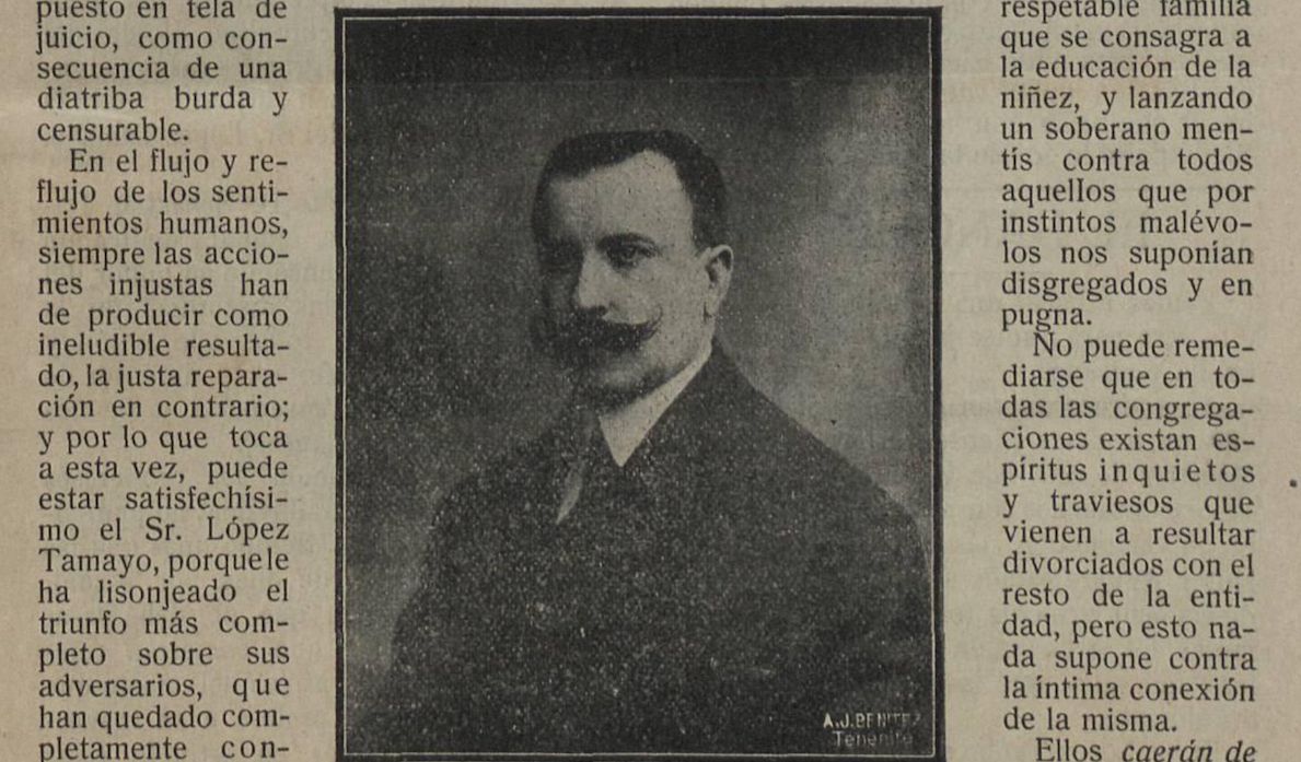 En honor de Tamayo Fotografía en portada Eco del magisterio canario periodico de instruccion publica 15 11 1916