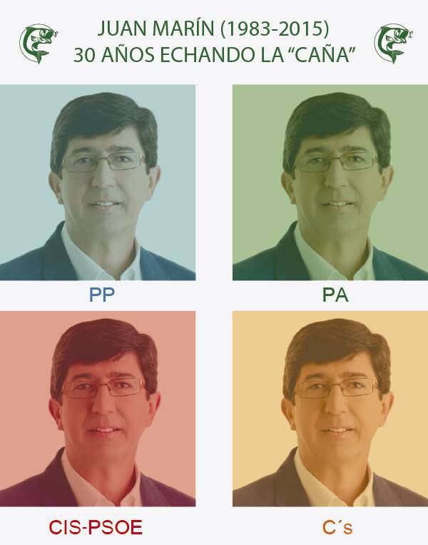 Meme que circula en Twitter sobre la trayectoria política de Juan Marín.