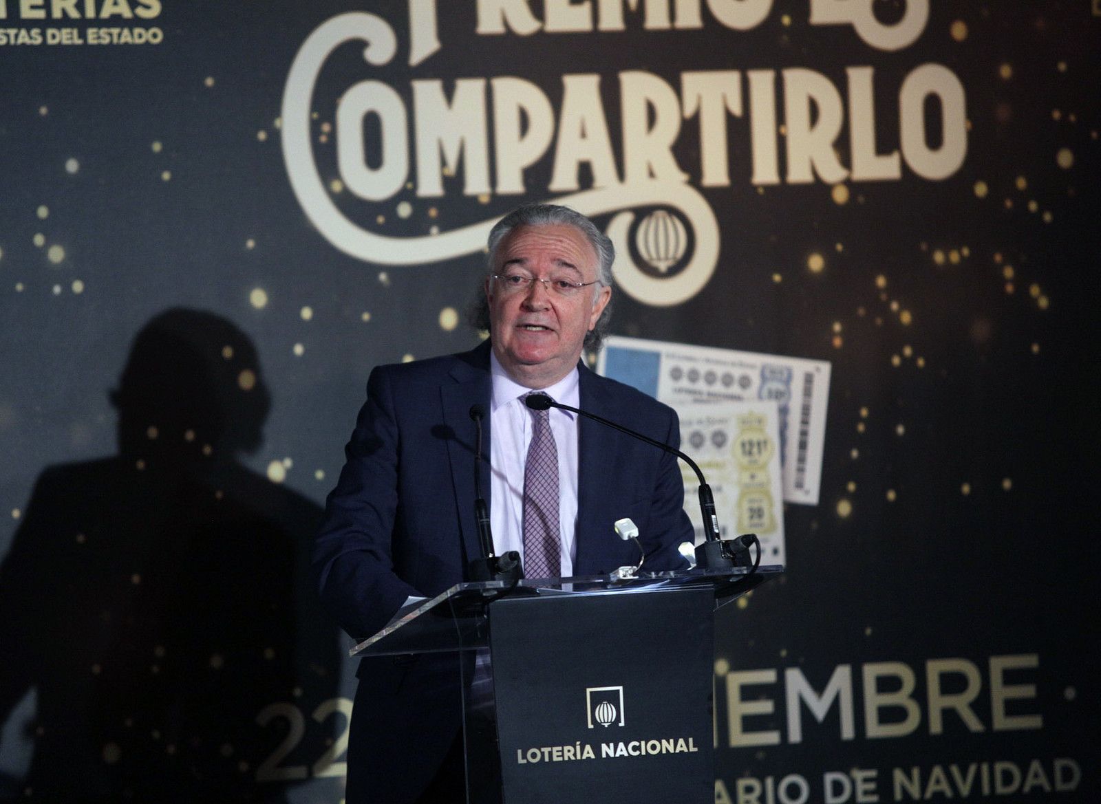 Jesús Huerta Almendro, presidente de Loterías y Apuestas del Estado, presentando el Sorteo de Navidad 2018