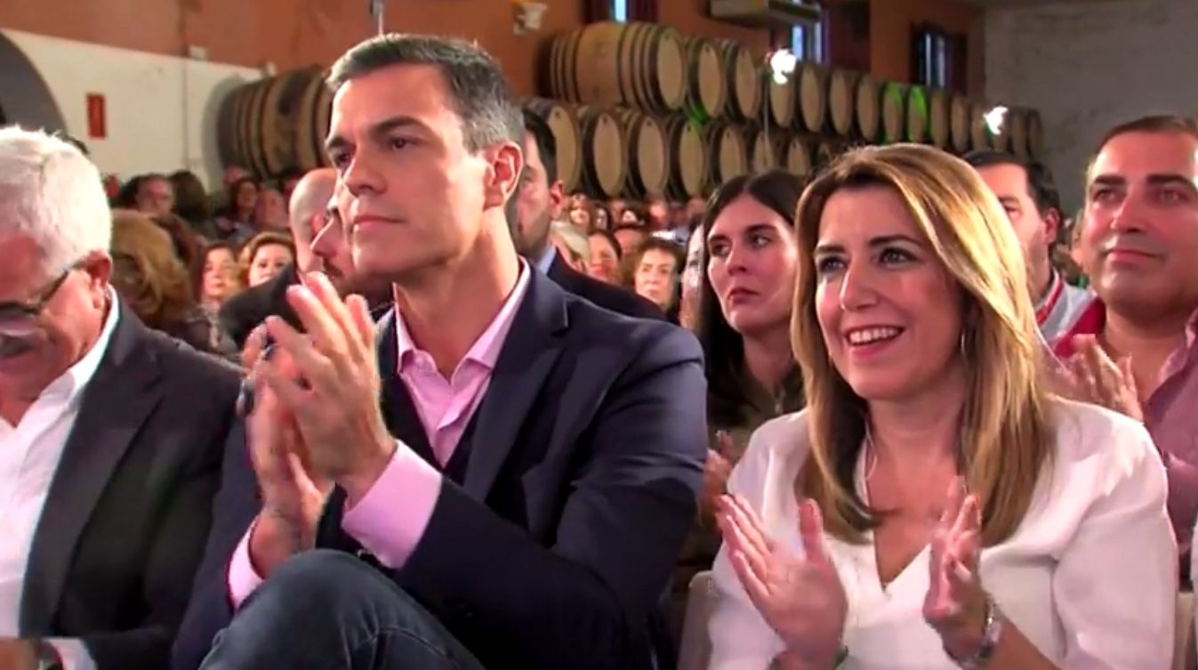 Pedro Sánchez y Susana Díaz en un mitin de la campaña del 2D en Chiclana