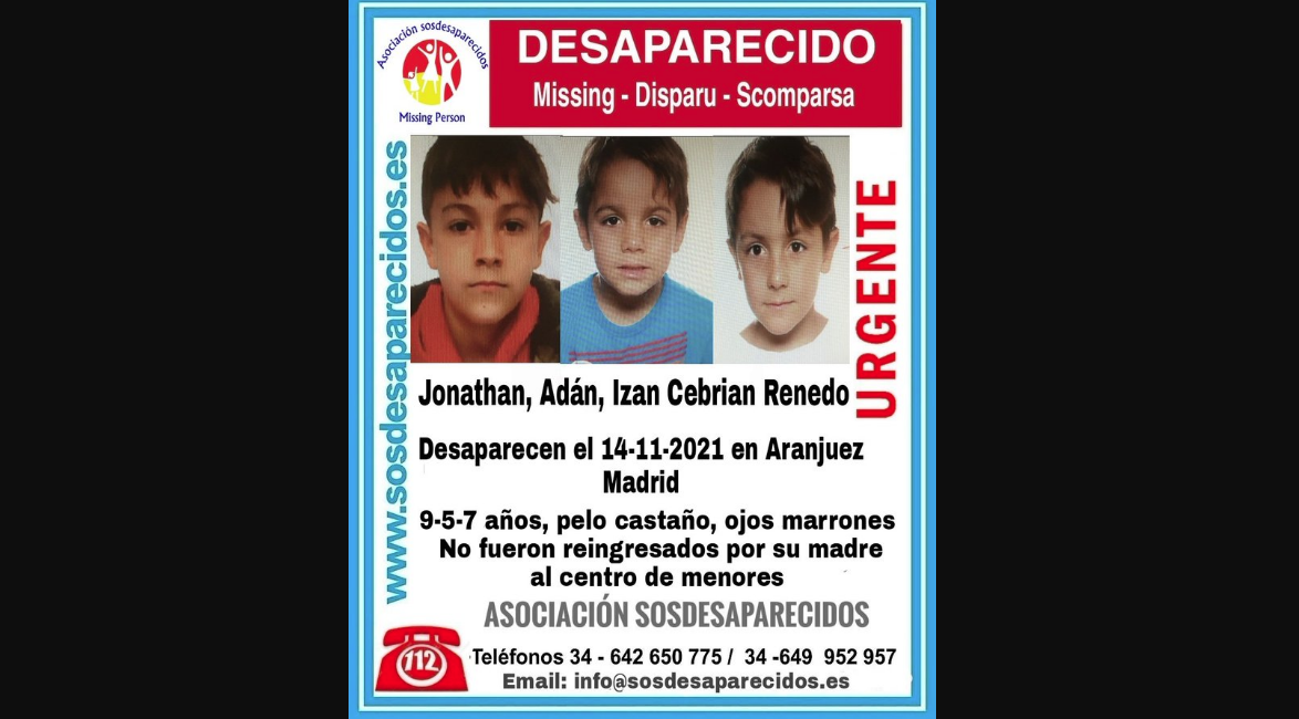 Los tres menores desaparecidos en Aranjuez.