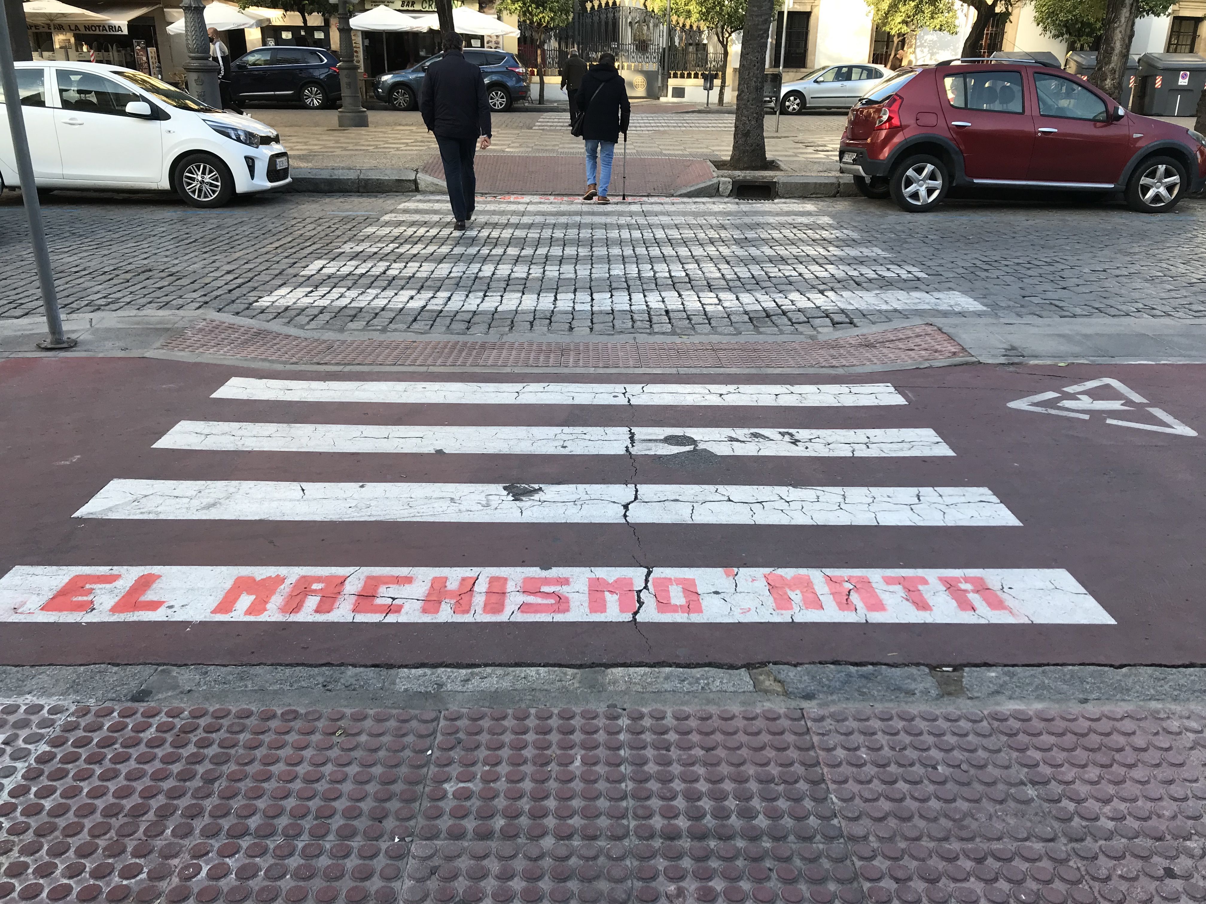 Así han amanecido los pasos de peatones de Jerez con motivo del 25N