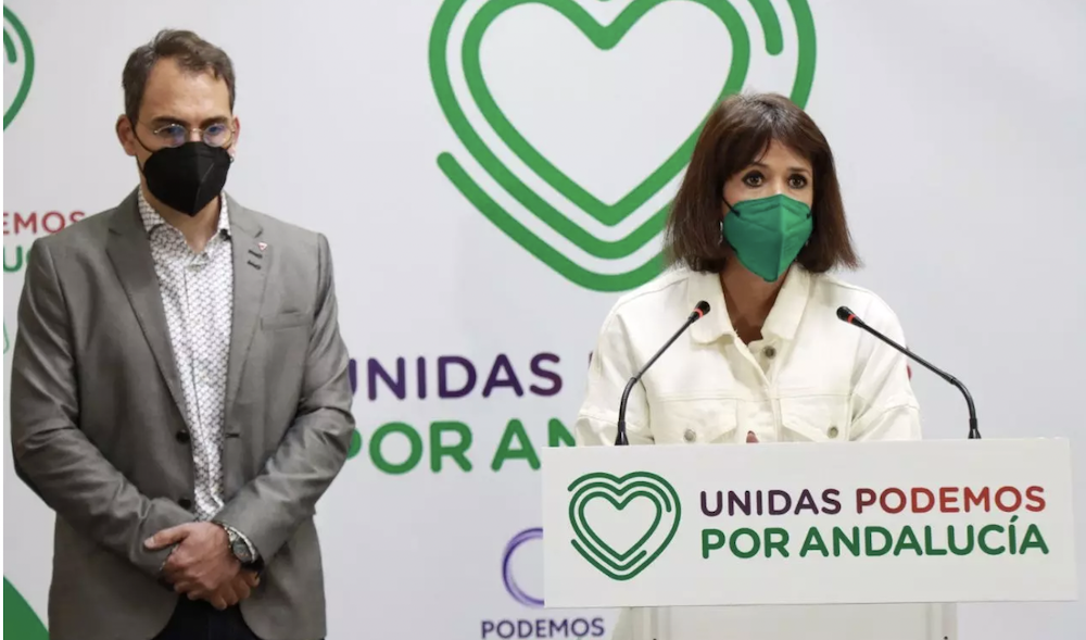 Toni Valero, de IU, y Martina Velarde, de Podemos, formaciones que conforman Unidas Podemos por Andalucía.
