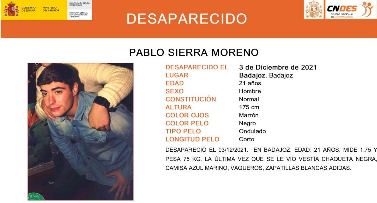 Uno de los carteles de búsqueda de Pablo Sierra Moreno.