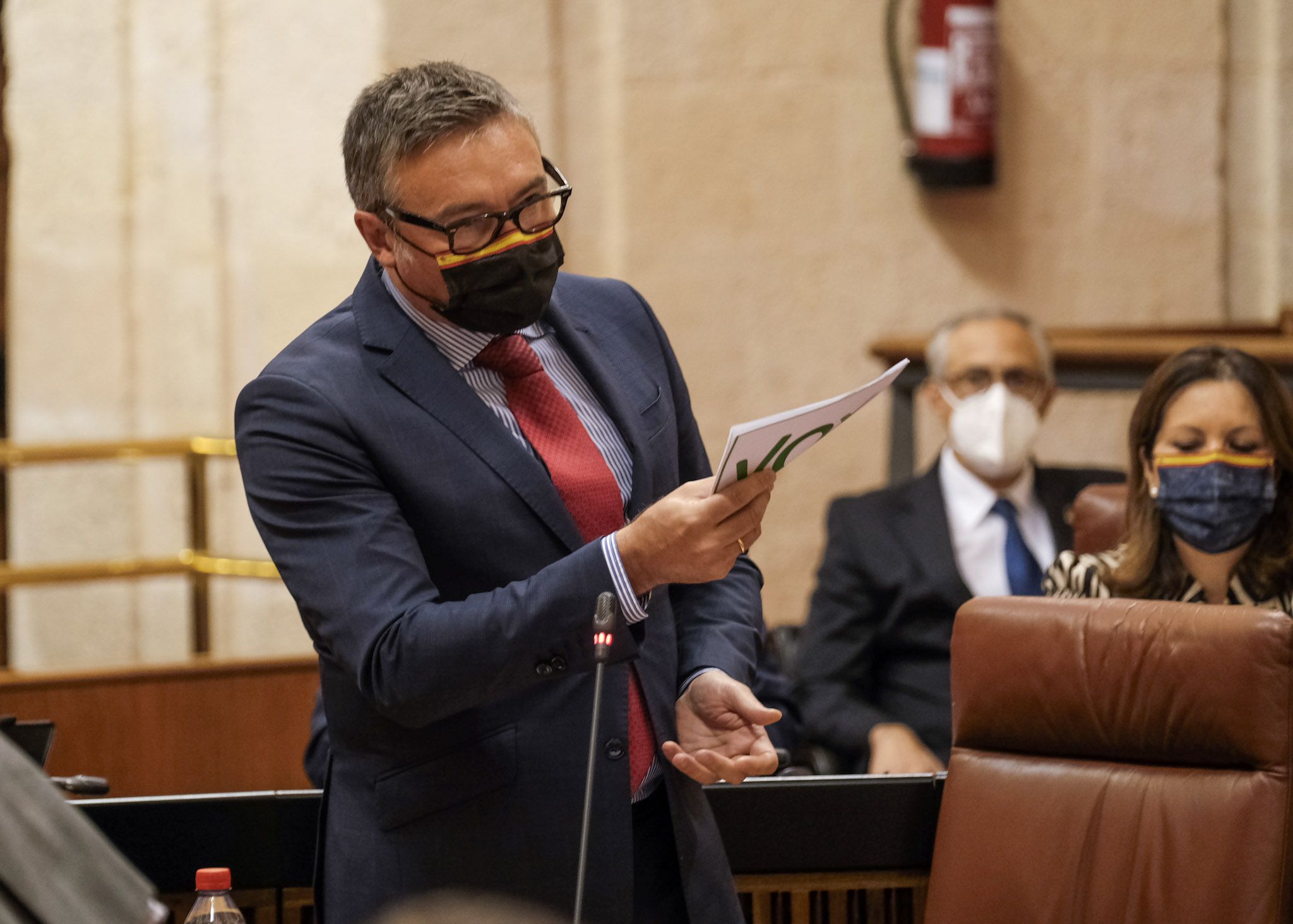El portavoz de Vox, Manuel Gavira, en el Parlamento andaluz en una imagen de archivo.