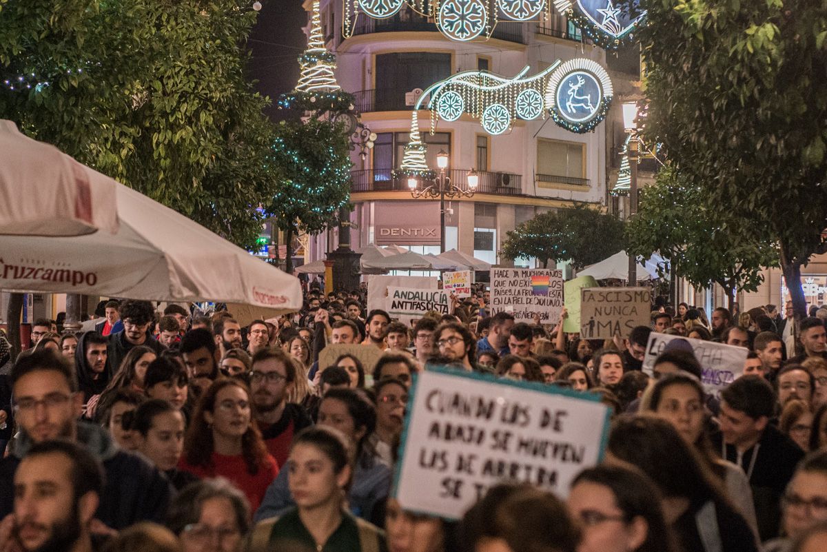 Manifestación "contra el fascismo" en Jerez. FOTO: MANU GARCÍA.