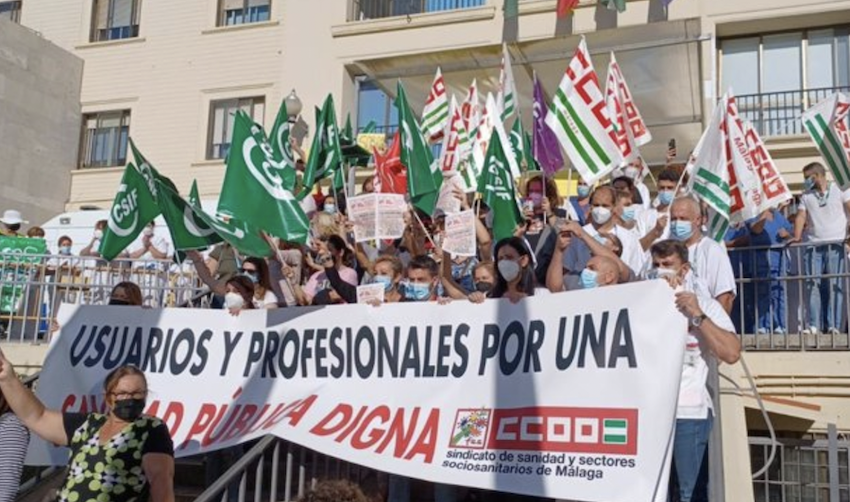Sindicatos protestan contra los recortes de la sanidad pública en Andalucía. 