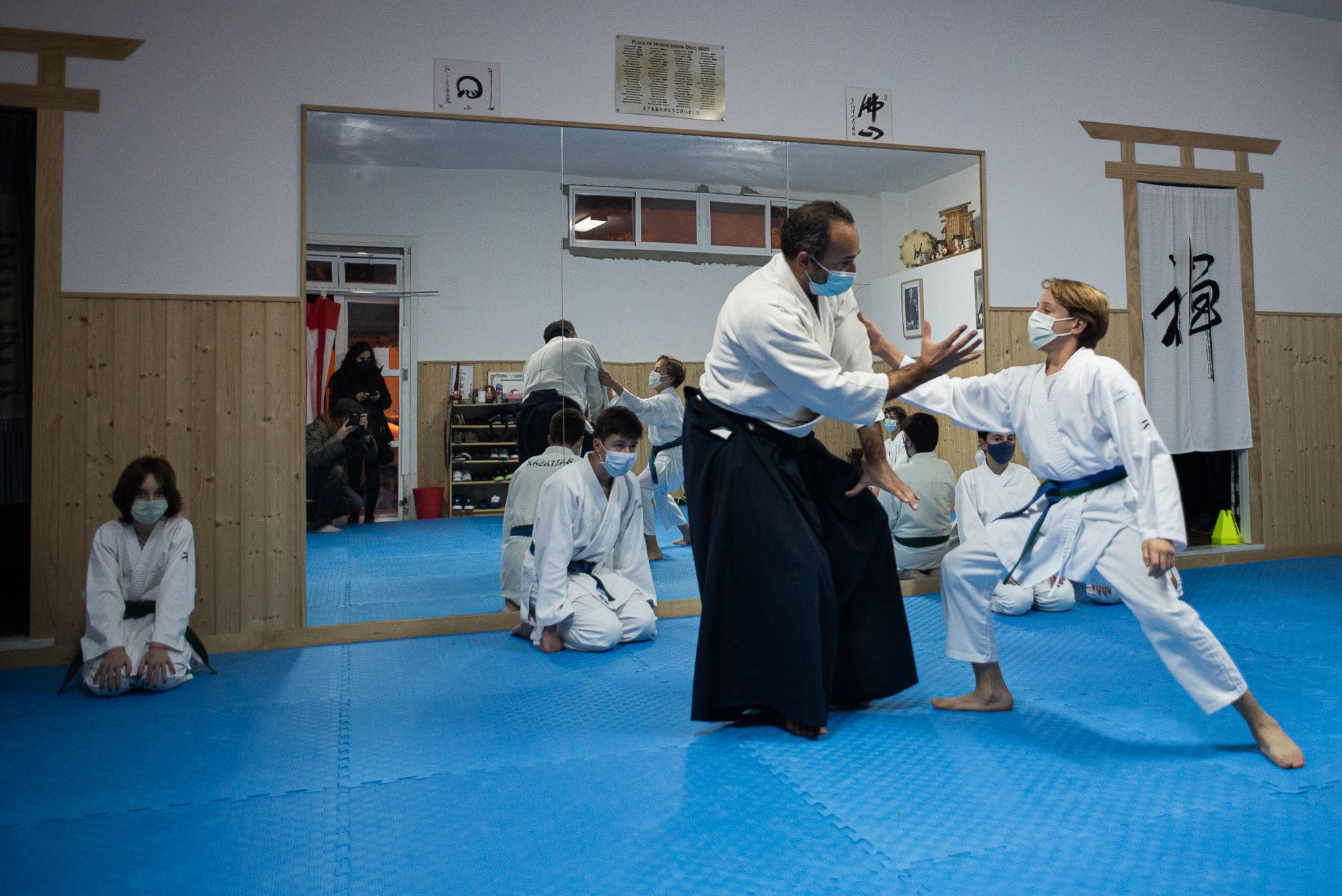 Clase de aikido en el dojo de Puerto Real.