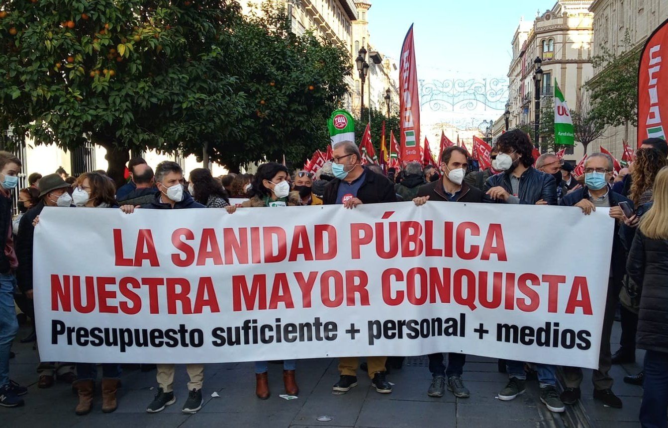 Manifestación celebrada en Sevilla en defensa de la Sanidad pública, imagen de archivo.