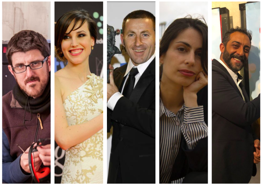 Los andaluces nominados en los Goya. De izquierda a derecha: Daniel de Zayas, Natalia de Molina, Antonio de la Torre, Celia Rico y Moreno Borja.
