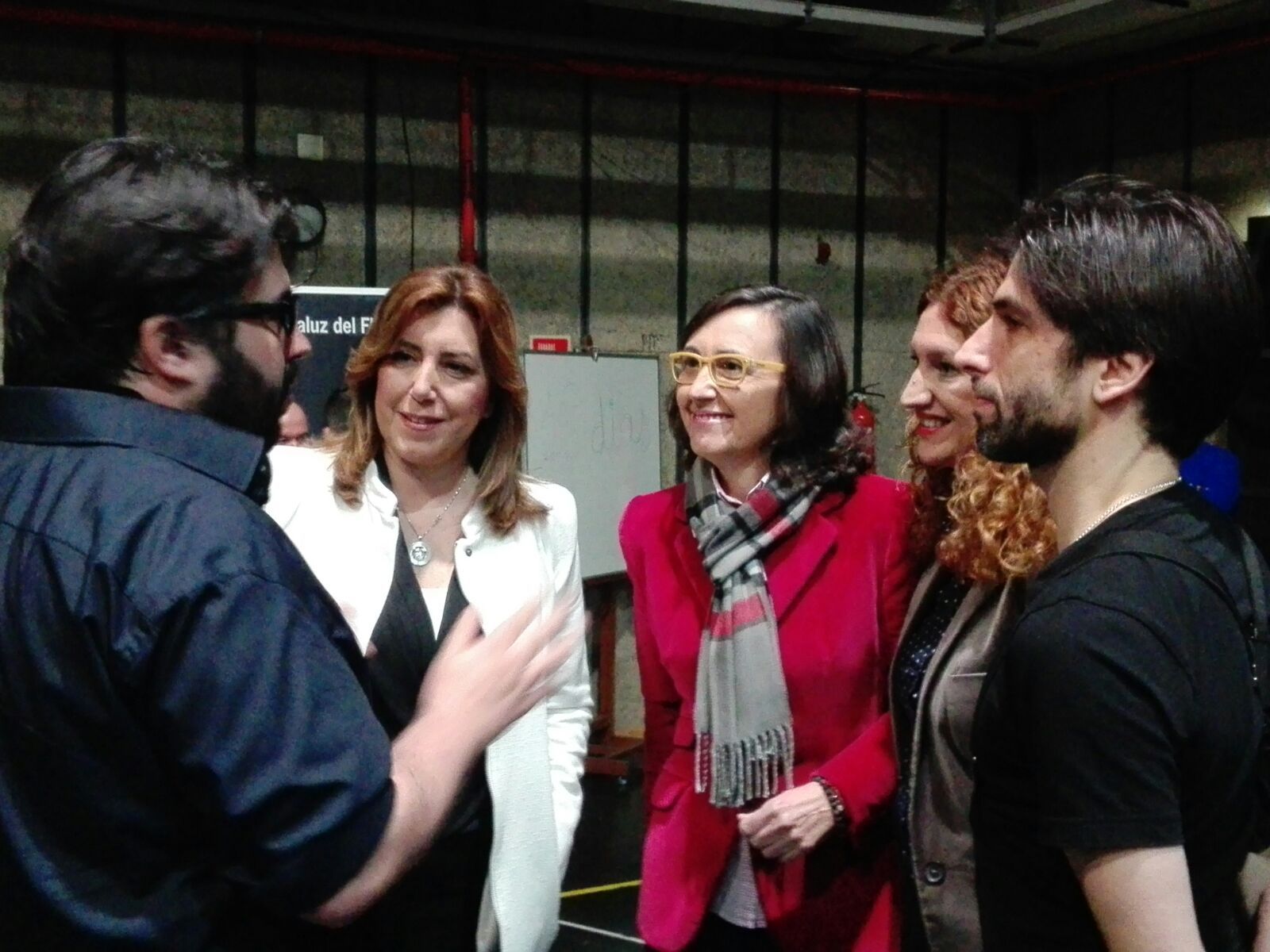 Estévez y Paños, durante una visita de Susana Díaz a un ensayo del BFA.