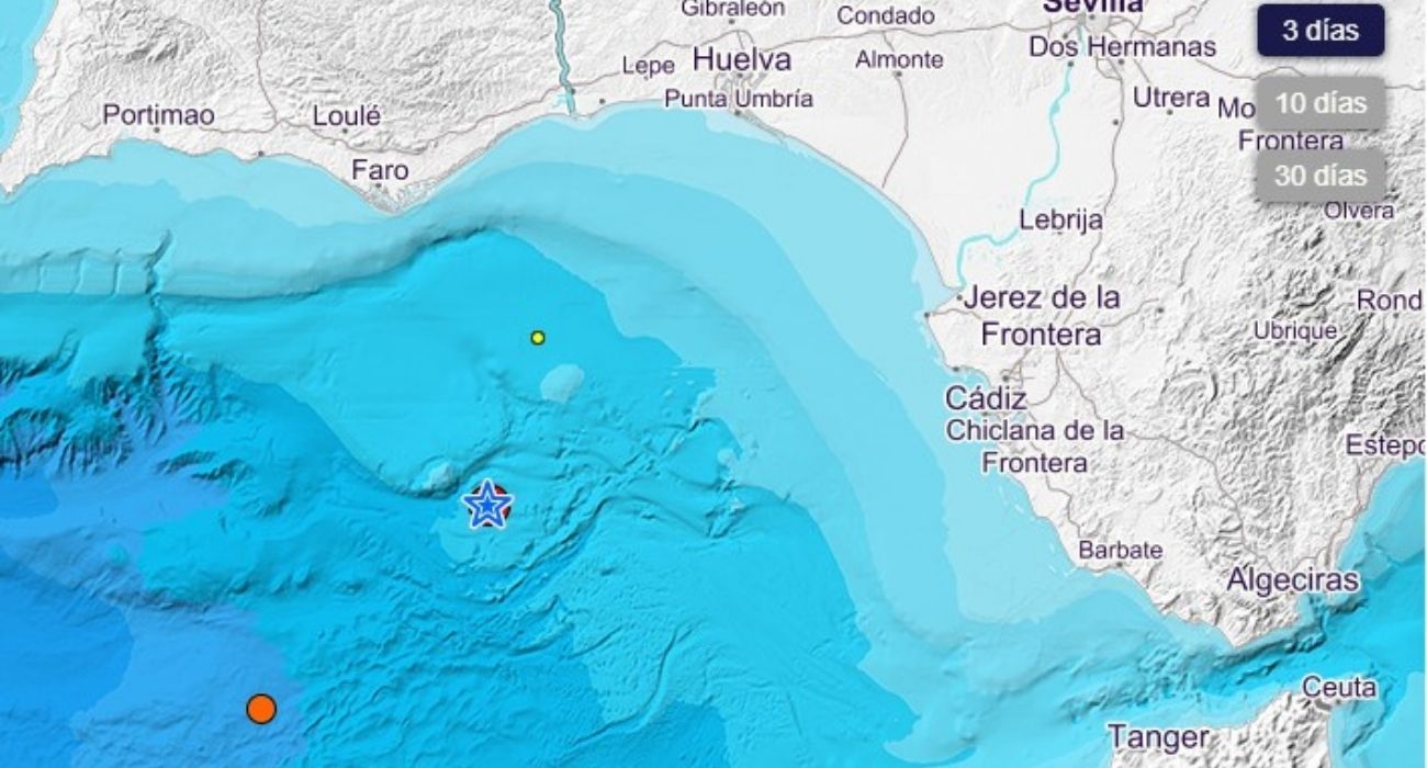 Terremoto en el Golfo de Cádiz de magnitud 4.4.