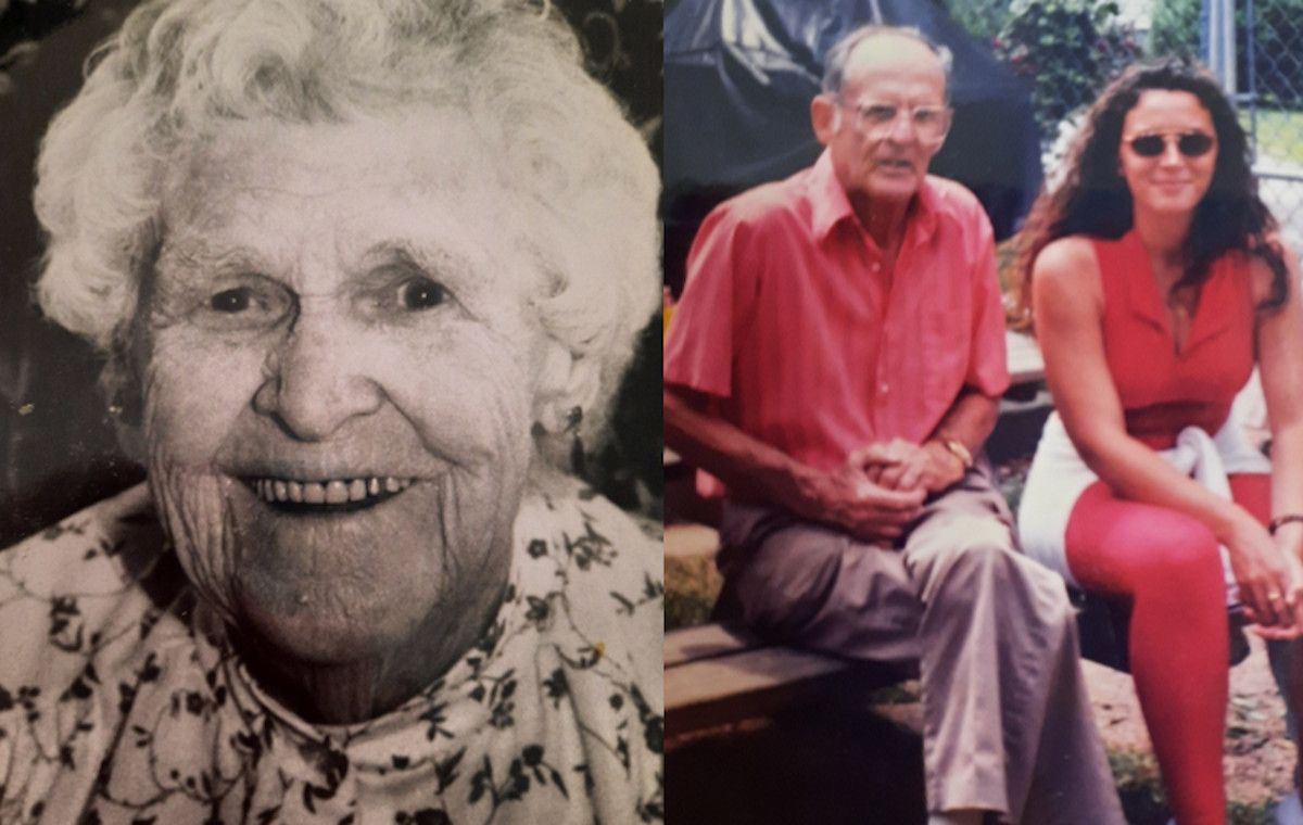 A la izquierda, Elizabeth Ladebauche y a la derecha, Julia con su abuelo Louis Ladebauche.