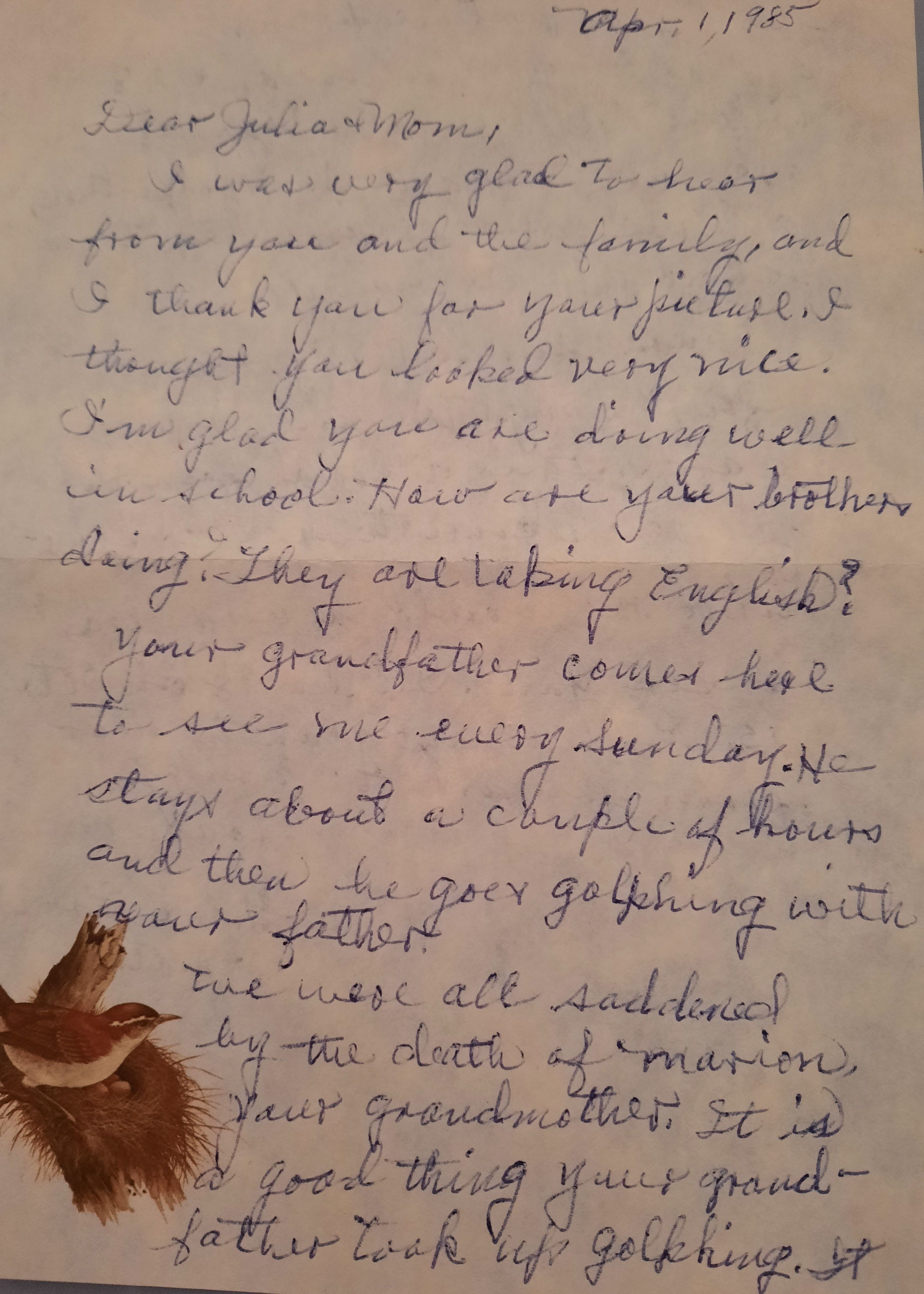 Carta escrita por Elizabeth Ladebauche. 