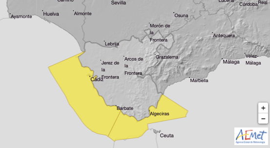 La costa de Cádiz, en alerta amarilla por temporal costero.