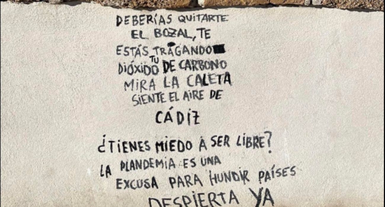 Pintada negacionista en Cádiz.